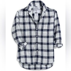 NEW Frank & Eileen Navy Grid Eileen Woven Button Up Shirt xxs